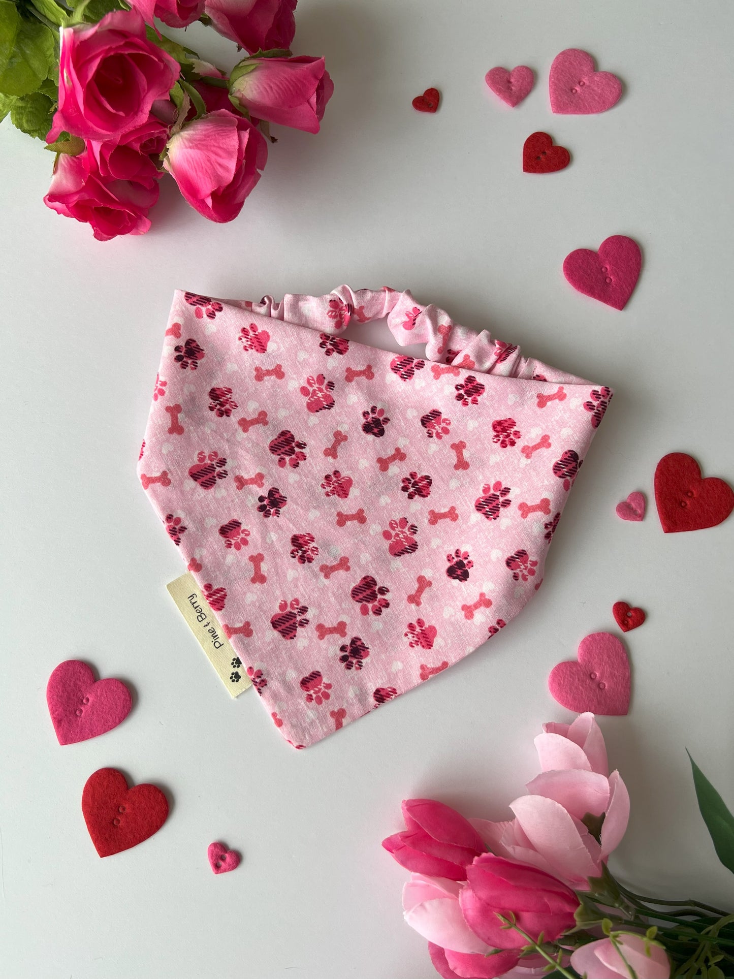 Pink Pawprints Slip-On Bandana