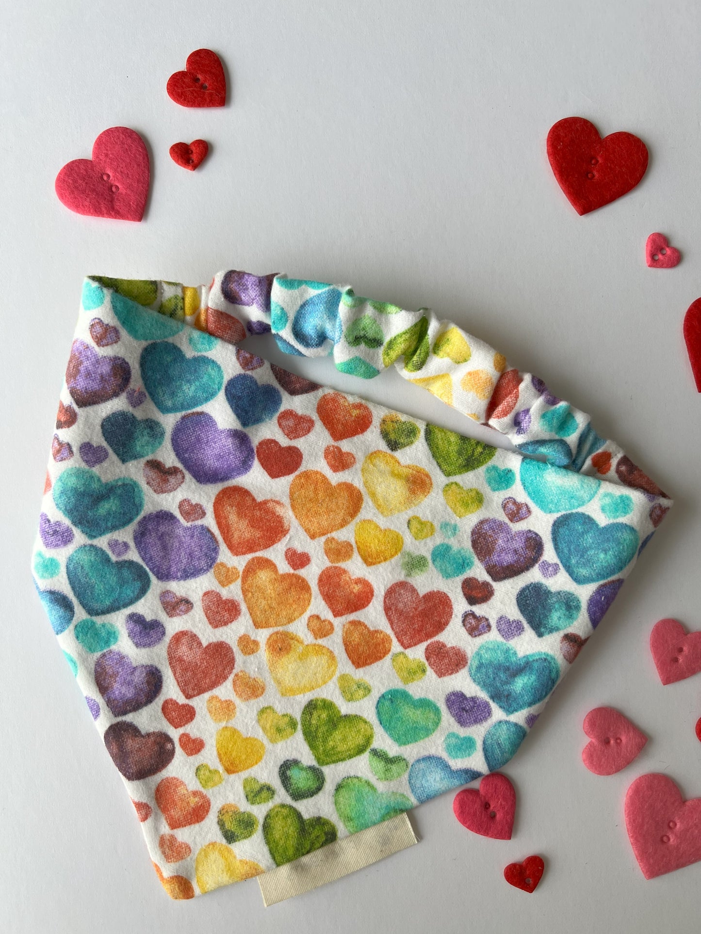 Rainbow Hearts Slip-On Bandana